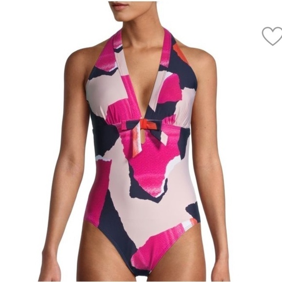 NWT DKNY Halter One Piece Swimsuit Abstract Print - Picture 4 of 14